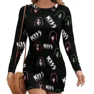 Kiss Band Long Sleeve Dress: Size Small Bodycon