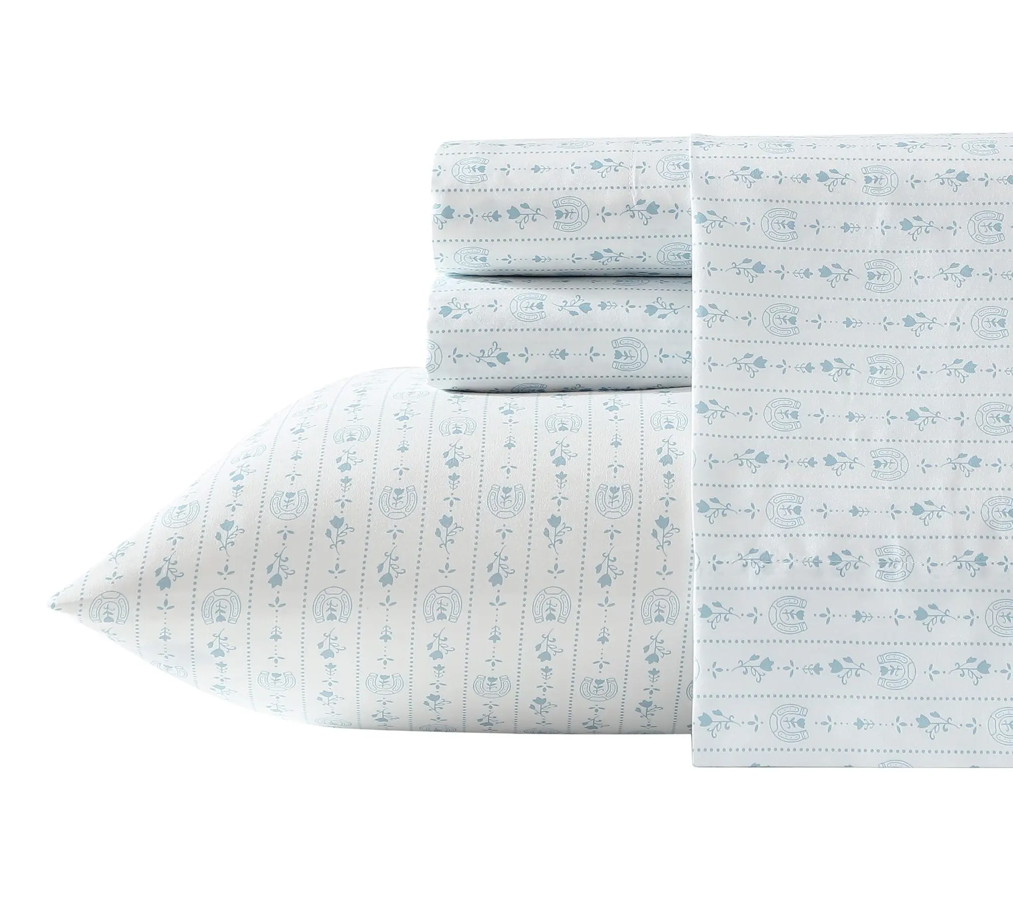 Wrangler Pretty Shoe Stripe White/Blue MicrofbrTwin Sheet Set