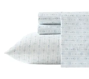 Wrangler Pretty Shoe Stripe White/Blue MicrofbrTwin Sheet Set