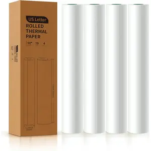 Letter Thermal Printer Paper 4 Roll, 8.5 inches Wide, Fax Paper, Compatible with M08F, MT810 and Other Portable Thermal Printers (4 Rolls | 8.5''x23')