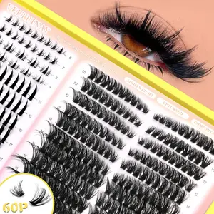 VELTRINAY 10 Rows 6-18mm Mix Length Lashes Clusters Glam Volume False Lashes C Curl Cluster Lashes Upper&Lower Mixed Eyelashes Wispy Effectt Individual Lashes 4 Styles DIY With 2 Rows Clear Band Lower Lashes,Suitable For Date&Vocation,Medusa Lashes,Manga