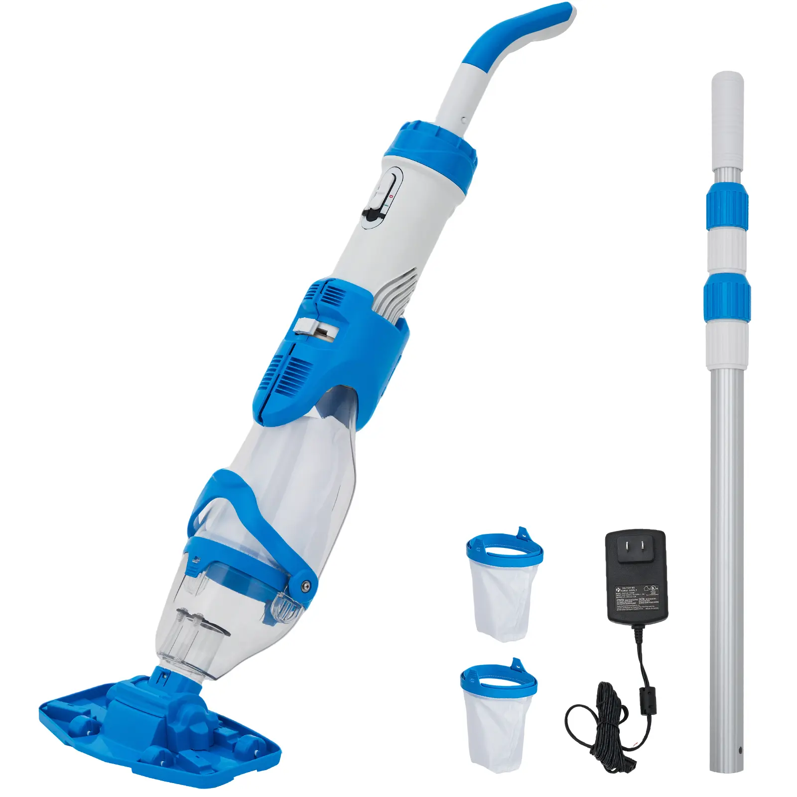Portable Handheld Efficient Swimming Pool Pump Filter - 1/20HP 1110GPH Plastic Powered Sewage Pump, 2 Filter Bags, Built-In LED Light, Easy Plug-In Water Drainer for Pools, Ponds, Efficient Pump