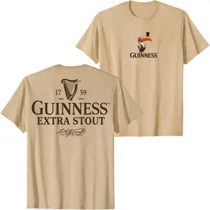 Guinness Extra Stout Vintage Logo Graphic T-Shirt, Classic Irish Beer Back Print Tee with Harp Emblem and Toucan Detail, Retro Brewery Unisex Streetwear Summer Shirt