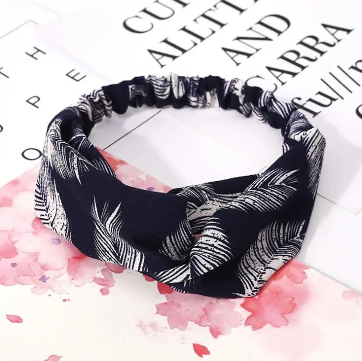 Women's Retro Style Printed Headband - Fashion Vintage Elegant Cute Chiffon Cotton Nylon Free Size with Elastic