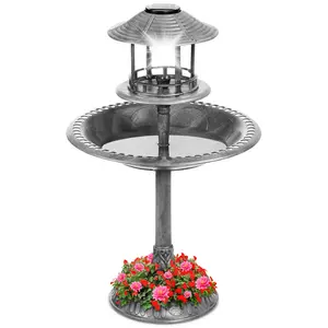 Best Choice Products Solar Outdoor Bird Bath Pedestal Fountain Garden Decoration w/ Fillable Planter Base