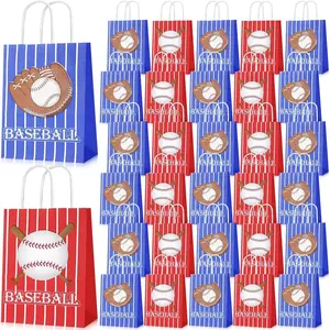 30 count Baseball Goodie  Bags Baseball  Bags for Snacks and Candy with Handle for Ball Theme Adults Birthday Party Shower Favors, 8.3 x 5.9 x 3.1 Inch