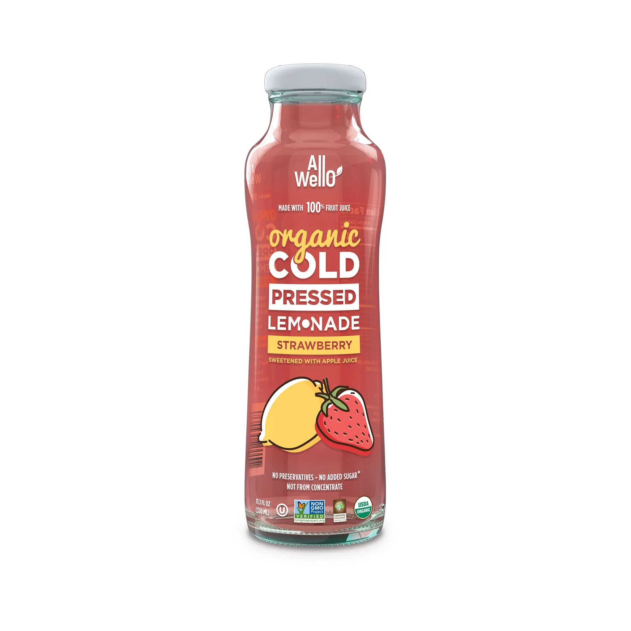 Bright Organic Cold-Pressed Strawberry Lemonade - 12 Pack