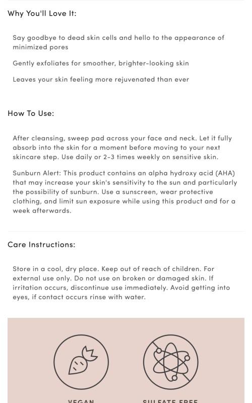 Glycolic Pads - One-Step Daily Vegan Exfoliating and Brightening Facial Skincare Pad with Salicylic Acid