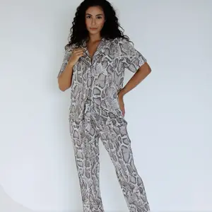 Beige Serpentine Dream Shortsleeve Elegant Pajamas