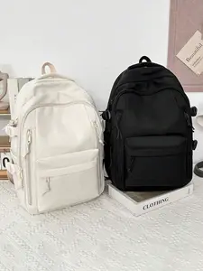 Unisex Casual College Style Laptop Compartment Backpack, Large Capacity Multi-Pocket Travel Bag, Lightweight with Luggage Strap, Fits Laptop