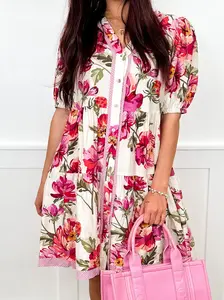 Wildflower Waltz Lightweight Short Sleeve Floral Avery Mae Dress