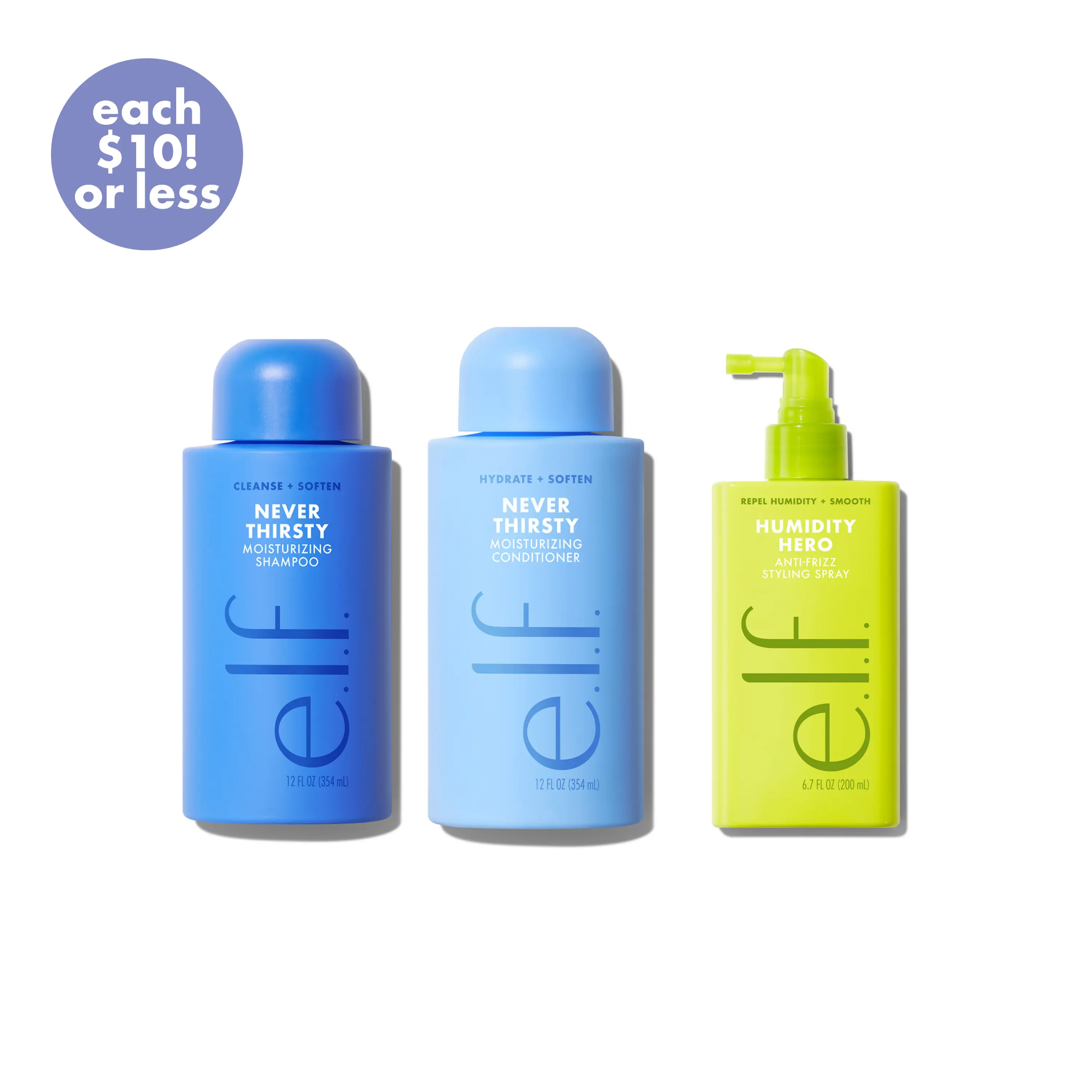 Frizz To Rizz Haircare Trio: Hydrate + Smooth + Repel Frizz For Every Hair Type (Shampoo + Conditioner + Anti-Frizz Styling Spray)