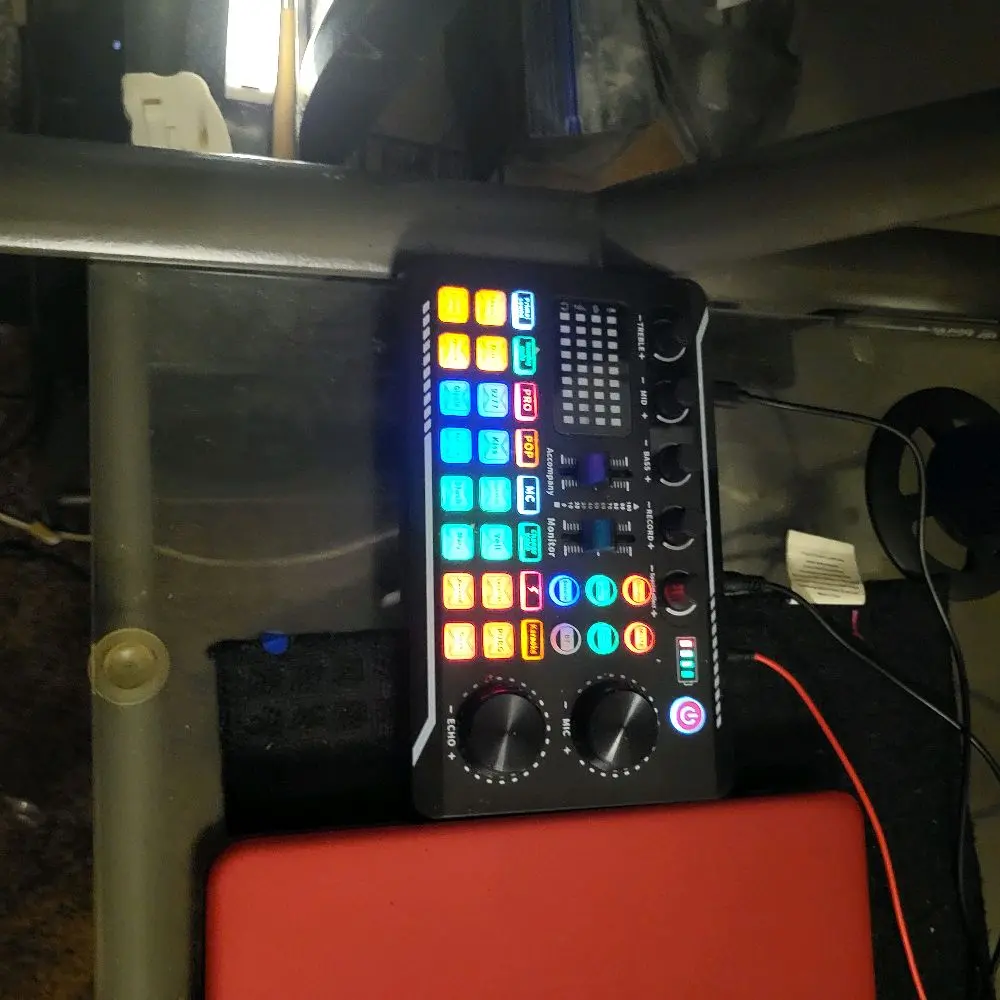 F988 Professional Audio Mixer with Imported DSP Noise Reduction Chip, Voice Changer Modes, 16 Fixed Background Effects, Bluetooth Wireless, 24-Month Warranty