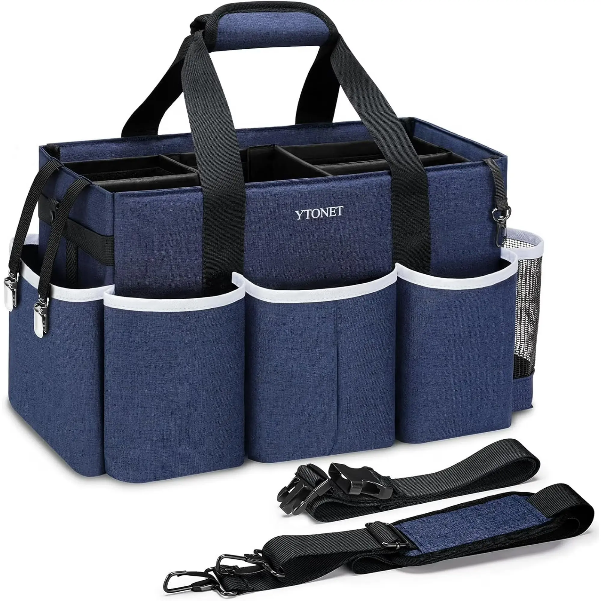 Wearable Cleaning Caddy Organizer Bag with Adjustable Shoulder Strap, Portable Household Cleaning Supplies Storage Tote