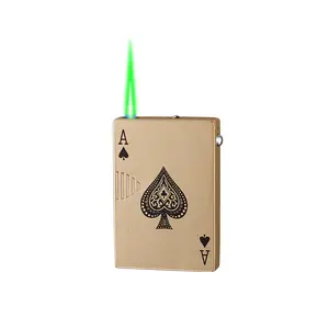 (Butane Gas Not Included)  Cool Ace Card Lighter, Jet Torch Lighter, Refillable Butane Lighter, Ace of Spades Cool Lighter Windproof Poker Design, Suitable for Outdoor, Indoor, BBQ, Candle, Gift for Men/ Women