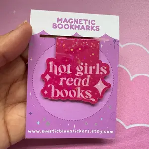Holographic Magnetic Bookmark Hot Girls Read Books Hot Pink Book Accessories Durable Matte Photopaper 280gsm Premium Laminate Sheet