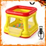 QPAU 3-in-1 Inflatable Play Center with 32 Ball Pit Balls & Pump, Toddler Bouncer, Ball Pit & Playpen for Ages 1-3, Mesh Enclosure, Indoor & Outdoor Play, Halloween Gifts