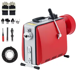 Heavy Duty Electric Drain Cleaning Machine, 66FT x 5/8" & 16FT x 3/8" Steel Cables, 6 Cutters, Auto Feed Sewer Auger for 1"-4" Pipes, Professional Plumbing Tool