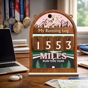 Running Miles Tracker Sign For Girl, My Running Log Counter, Fitness Goal Tracker for Runners, Motivation Desk Decor, Runner Gift, Marathon Training Progress Board, Yearly Mileage Tracker, Fitness Decor, Gift For Her