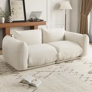 Garvee Chenille Fabric Modular 2-Seater Love Seat Sofa with High Resilience Sponge, Compact Boneless Design Ideal for Small Spaces in Apartments, Offices, or Living Rooms, Beige Color