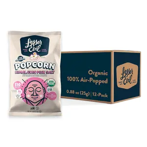LesserEvil Himalayan Pink Salt Organic Popcorn, Premium Quality, Minimally Processed, No Vegetable Oil, 0.46 Oz, Pack of 24