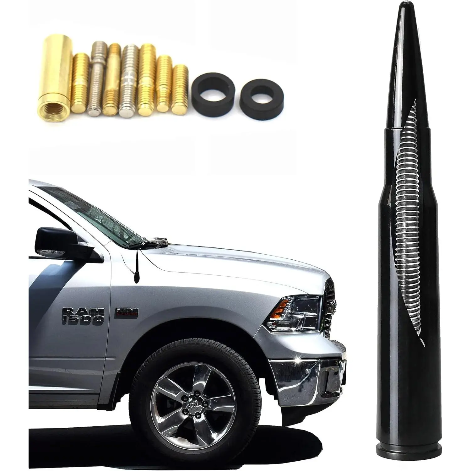 5.5 in Bullet Antenna Mast, Short Radio Antenna Replacement for Ford F Series F150 Raptor Super Duty Ranger Explorer, Dodge RAM, Titan, Compass Vehicles