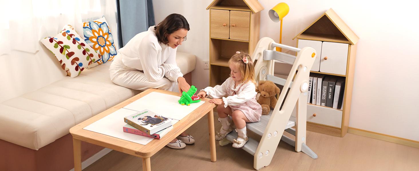 Dripex Toddler Tower Kitchen Stool Helper, Foldable & Adjustable Height Kids Learning Stool for Kitchen Counter Bathroom Sink, Child Ladder for Toddlers with Handles, Safty Rail, Non-Slip Pads