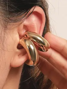 Thick Cylinder C-Type Ear Cuffs, No Piercing Ear Clips, Smooth Metal Finish, Punk Style Jewelry for Women, All Seasons