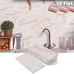 16/32pcs Rental Friendly Removable Backsplash - 4x8 Inch Marble Self-Adhesive Stickers, Thickened Foam, No Residue, Perfect For Kitchen, Bathroom And Laundry Room, Peel And Stick Wallpaper Designs