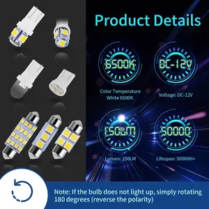6000K Super Bright White Car LED Bulbs - Full Interior & Exterior Lighting Upgrade Kit