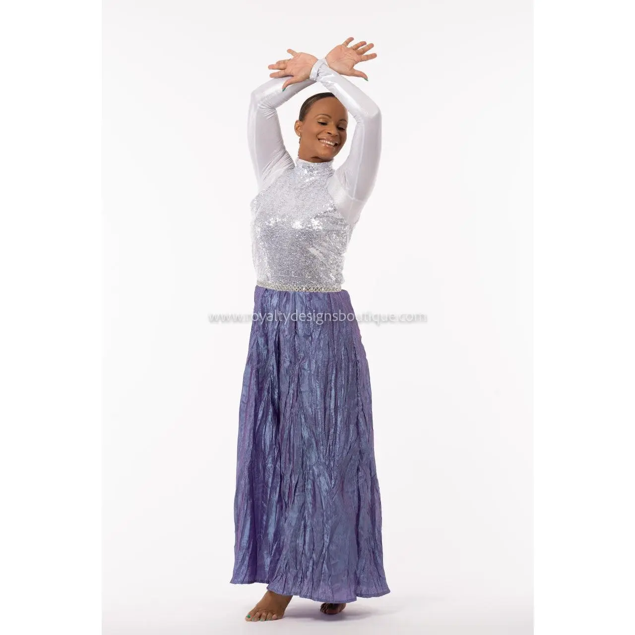 El Vive! 'Unitard- Purple Pants with Silver Sequin Top Dance Garment