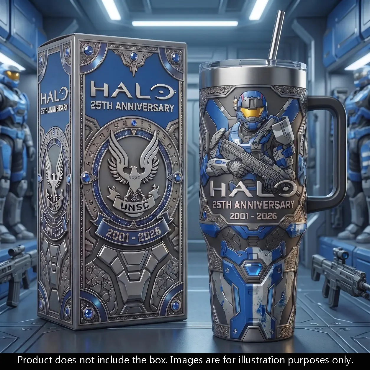 Halo 25th Anniversary 2001-2026 Tumbler 40oz, Stainless Steel Insulated Travel Mug With Handle, Gaming Fan Gift