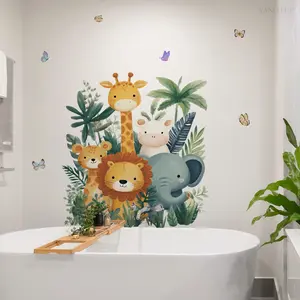 Forest Animal Hand-Painted Artistic Decorative Wall Stickers Set of 2 (30x60cm), Bedroom Living Room Bathroom Decor, Wall Art Background Sticker M12078
