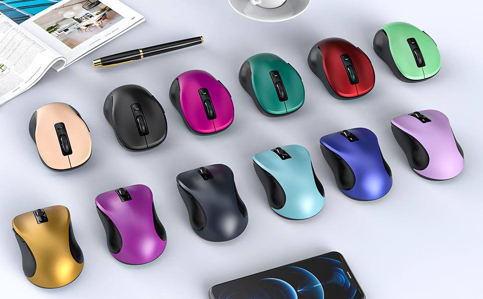 SABLUTE 2.4G Wireless Mouse for Laptop Ergonomic Design with USB Receiver & Type-C Adapter 6 Button Cordless Mouse for Windows Mac PC Notebook(non-bluetooth)