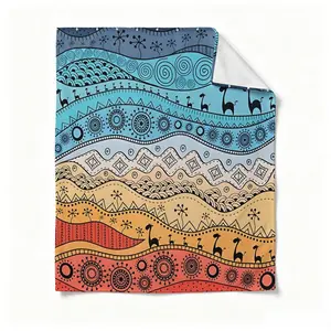 African Tribal Giraffe Beach Towel, Boho Gradient Landscape Print Microfiber Beach Blanket, Ethnic Safari Quick Dry Towel, Absorbent Lightweight Towel for Adults Swim Pool Travel