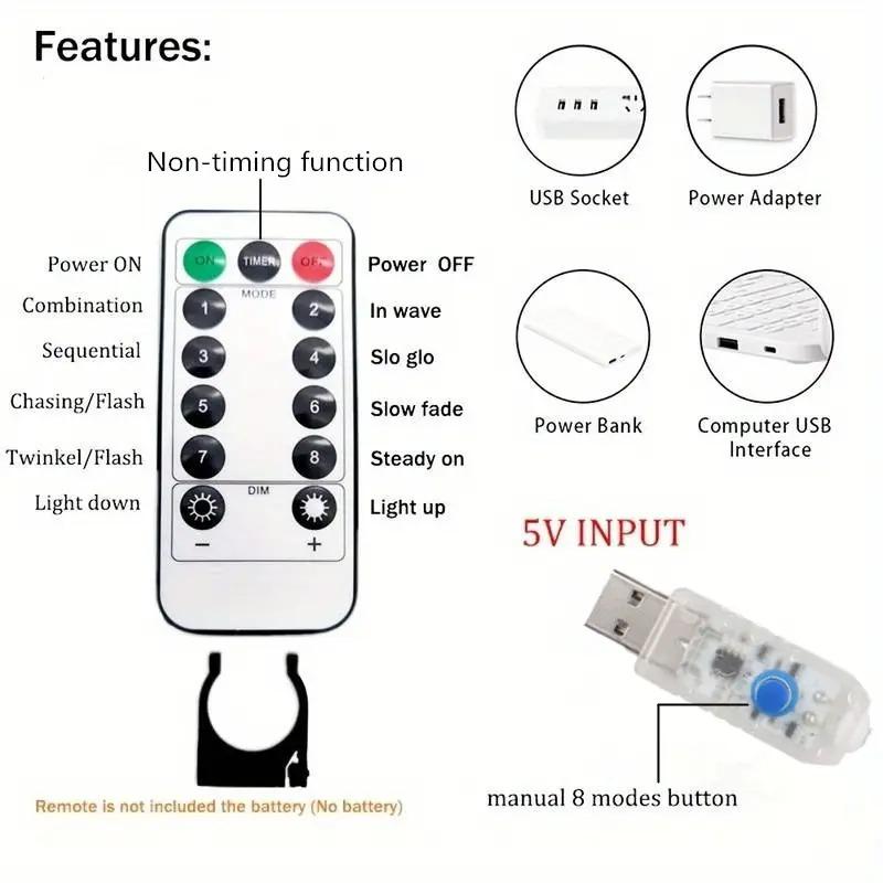 LED Fairy Lights String, Super Bright Led 65.6ft 600 Leds Warm /cold /rainbow Colors, USB Powered Remote Control Firefly Light for Christmas Wedding Party