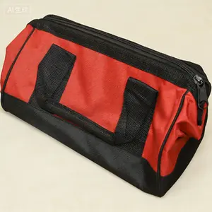 Heavy Duty Canvas Tool Bag 13x6x8 Inch Durable Work Pouch with Multiple Pockets Water-Resistant Storage for Tools and Equipment Reusable Construction Gear Organizer