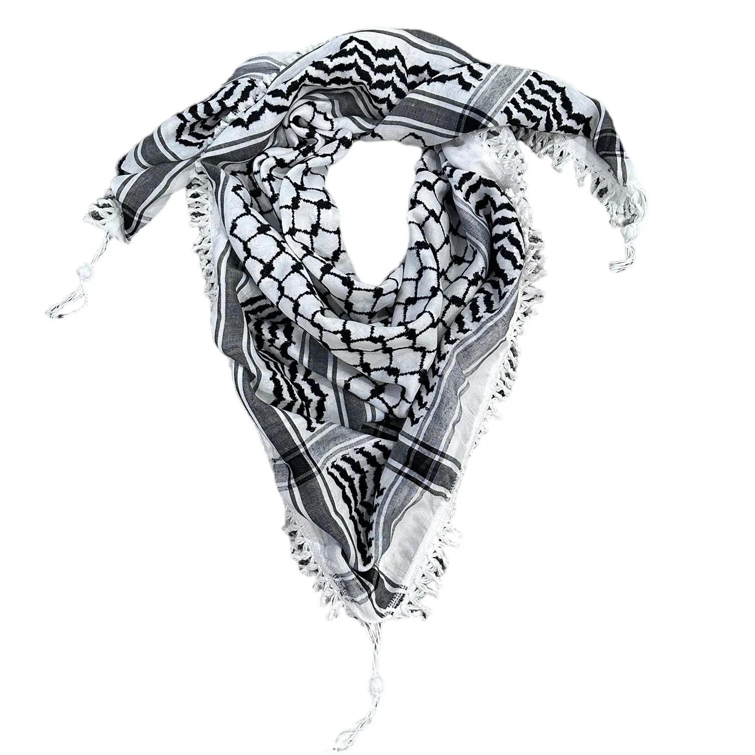Woven Kufiya Black & White - Palestinian Made