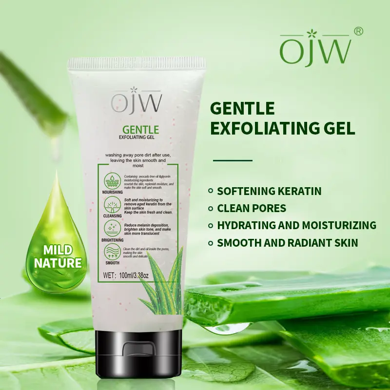 OJW Gentle Exfoliating Gel with Shea Butter - Exfoliates Dead Skin, Soft Face Treatment, Deep Pore Cleaner, Brightening, Repair for Dry Skin, 3.38oz Single Item, Exfoliating Dead Skin