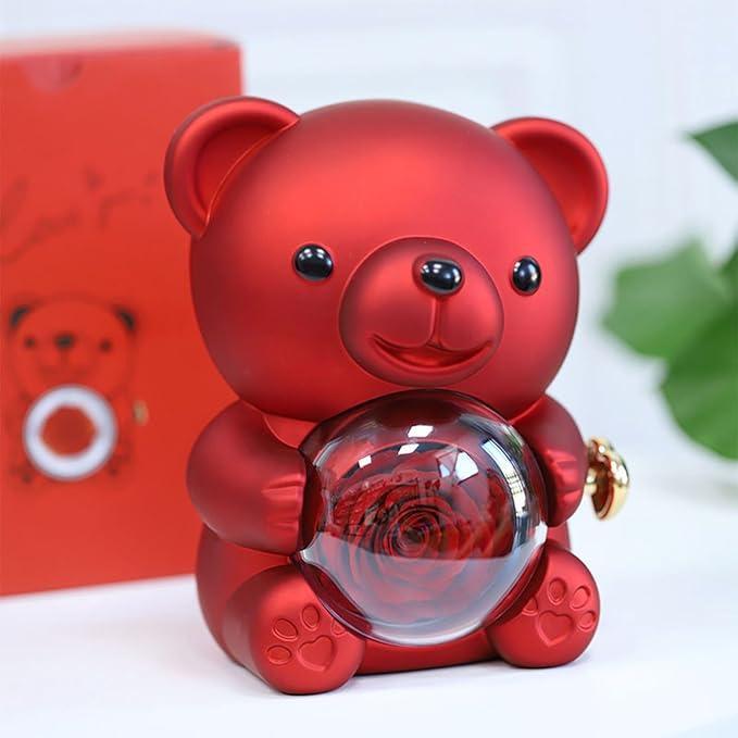 【Necklace Included】Cute Teddy Bear with Preserved Rose -A Real Rose Flowerin Bear with Elegant Gift Box -Romantic Gift for Her in Mother's Day, Weddings, Anniversaries, and Bridal Showers,Christmas and Valentine's Day gifts 【Necklace Included】Cute Teddy Bear with Preserved Rose -A Real Rose Flowerin Bear with Elegant Gift Box -Romantic Gift for Her in Mother's Day, Weddings, Anniversaries, and Bridal Showers,Christmas and Valentine's Day gifts
