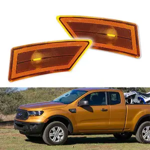 2PCS Amber Lens Front Side Marker Signal Lights Housings For Ford Ranger 2019 2020 2021 Replace OEM KB3Z-13A565-A KB3Z-13A565-B, KB3Z13A565A KB3Z13A565B