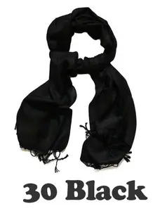 Women Pashmina Wool Feel Silky Classic Solid Wedding Shawl Scarf Stole Wrap Black