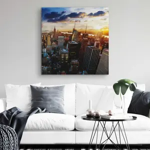 Begin Home Decor C1RC32329QBDGP 32 x 32 in. City of York by Dawn - Black Canvas Home Decor Art