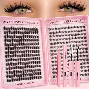 392pcs Self-Lash Extension Kit with, Tweezers & Glue, Perfect for Parties & Festivals, Easy Operation, Durable Design, DIY Cluster Lashes