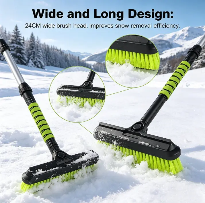 Extendable Car Windshield Ice Scraper Snow Brush, 21.3-31.8 in Telescopic Handle with EVA Foam Grip, Paint-Safe Auto Winter Tool, Father’s Day Gift