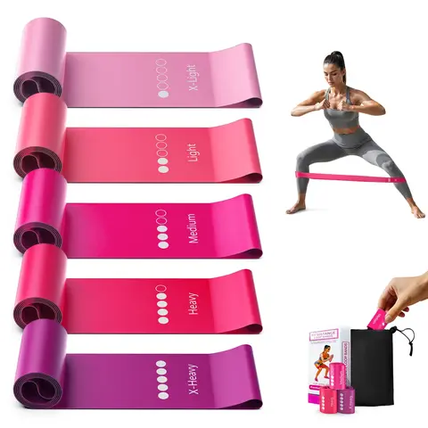 5 Levels TPE Resistance Elasticity Bands Set – Fitness Exercise Bands for Beginners to Advanced Home Workout, Yoga, Pilates, Strength Training