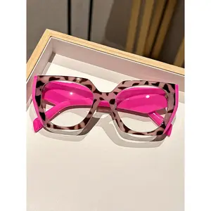 Simple Eyeglasses for Everyday Use, Basic Geometric Frame Eyeglasses for Women & Men, Fashion Eyeglasses for Work, Fashionable Frames Glasses, Leopard Pattern Eyeglasses