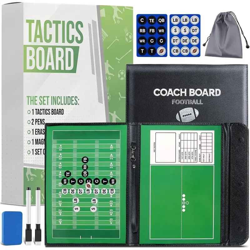 Dry Erase Coaching Board,  Coaches Clipboards, Portable Foldable Tactics Board with Dry Erase Marker Pen and  - Basketball, Football, Soccer, Hockey