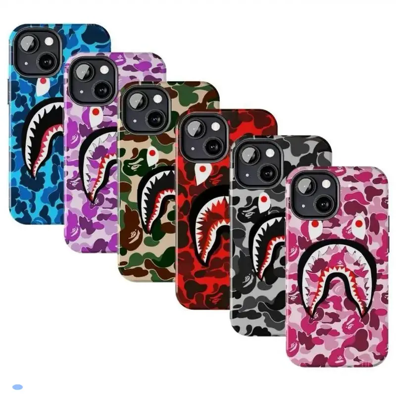 Shark Camo Collage Phone Case, Camo Shark For  iPhone 17 16 15 14 13 12 11 X XS Pro Max, Army Phone Case, Galaxy S21-S25 Plus Ultra FE