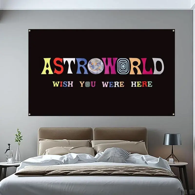 Astroworld Cave Wall Flag - Black 3x5ft Polyester Synthetic Hanging Art, Brass Grommets, Wall Mount Room Decor, Man Den Home Supply for Indoor-Outdoor Use, Hanging Wall Art, Decoration